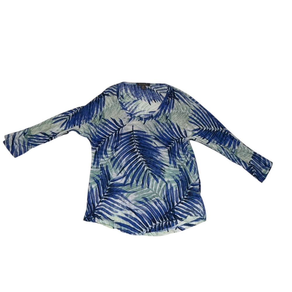 Tommy Bahama Linen Blue Palm Blouse S/P
